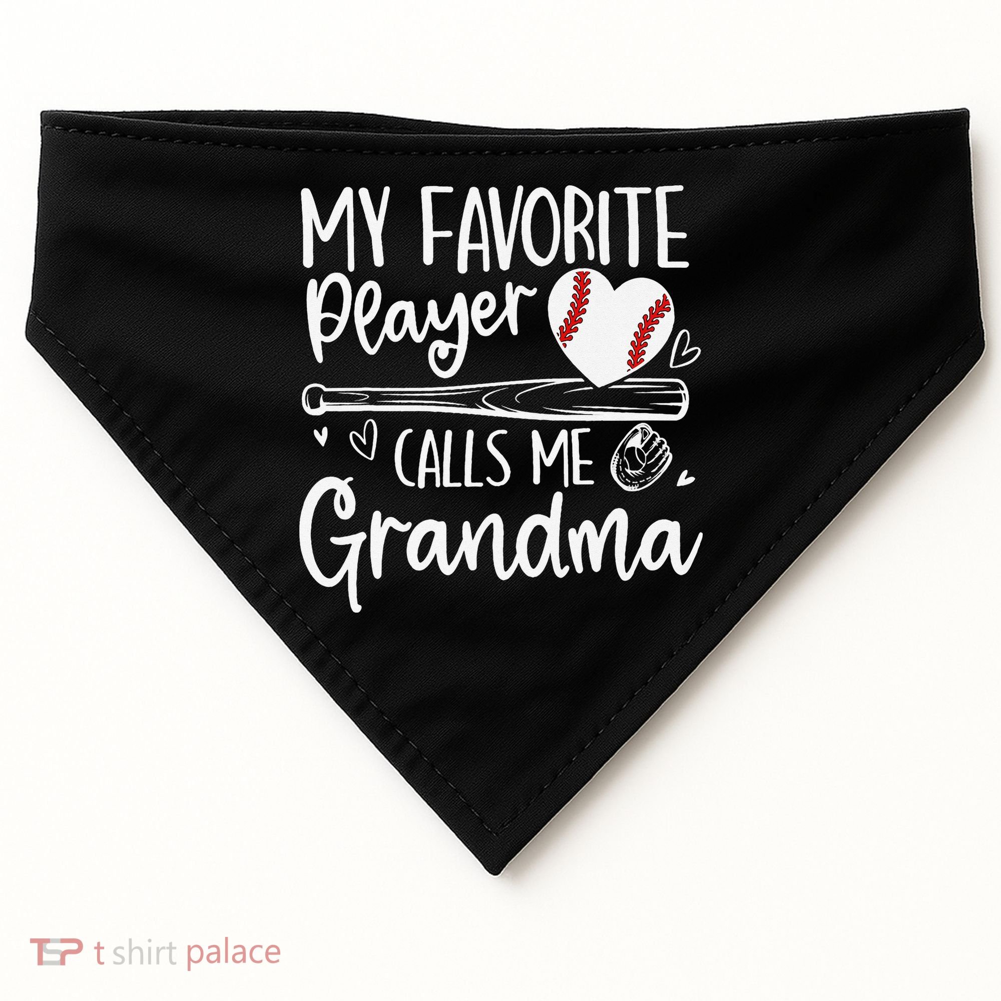My Favorite Player Calls Me Grandma Baseball Heart Mothers USA-Made Doggie Bandana