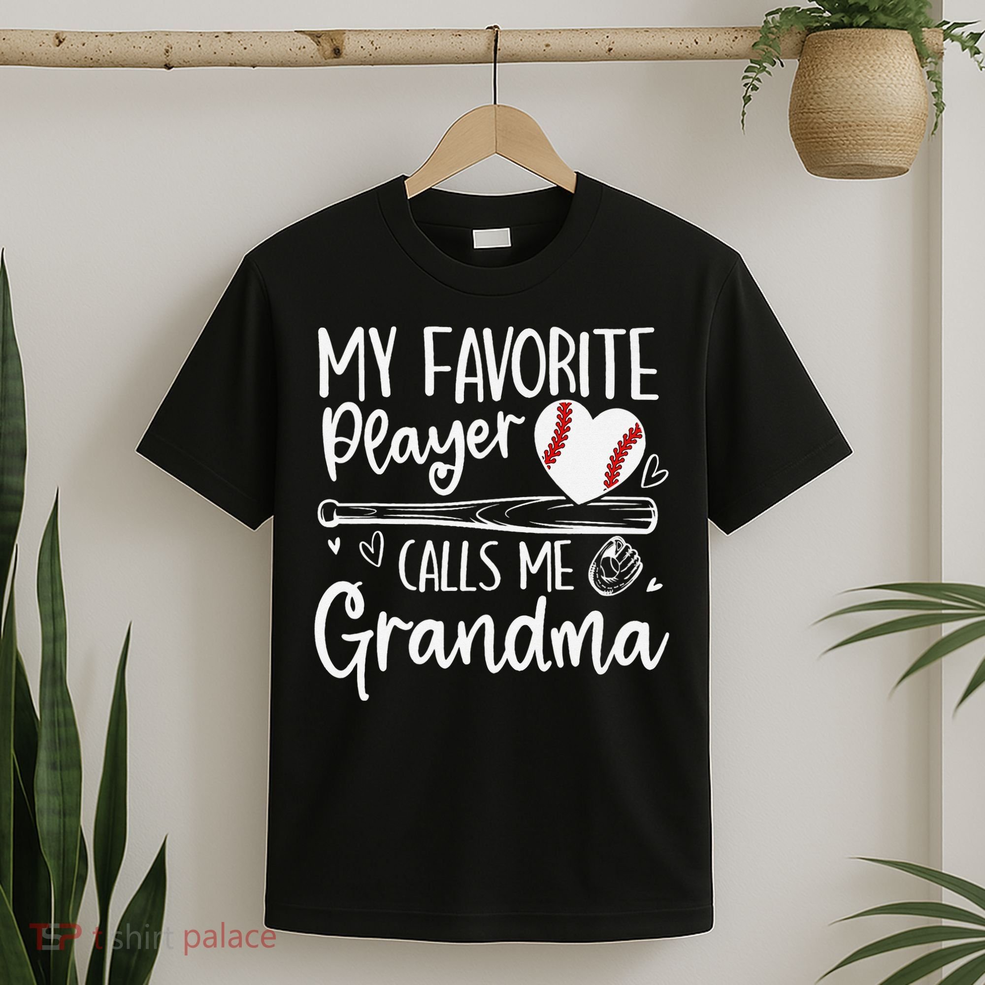 My Favorite Player Calls Me Grandma Baseball Heart Mothers T-Shirt