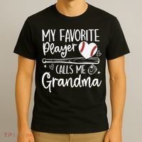 My Favorite Player Calls Me Grandma Baseball Heart Mothers T-Shirt thumb 3