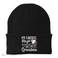My Favorite Player Calls Me Grandma Baseball Heart Mothers Beanie thumb 0