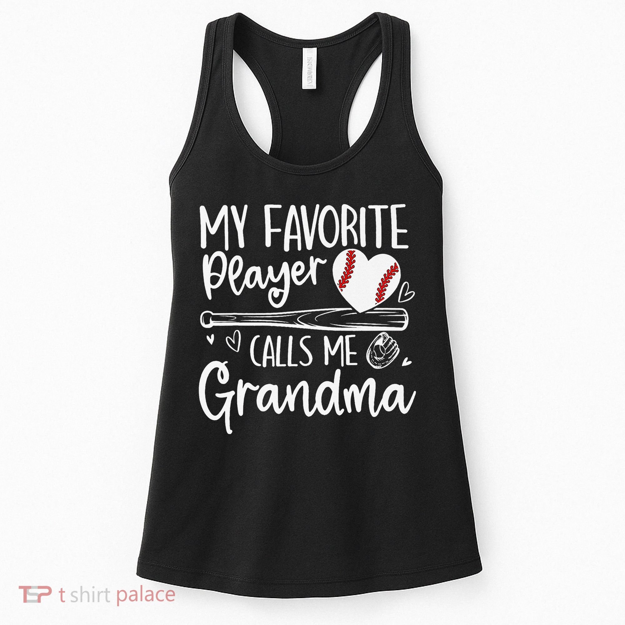 My Favorite Player Calls Me Grandma Baseball Heart Mothers Women's Tank Top