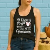 My Favorite Player Calls Me Grandma Baseball Heart Mothers Women's Tank Top thumb 2