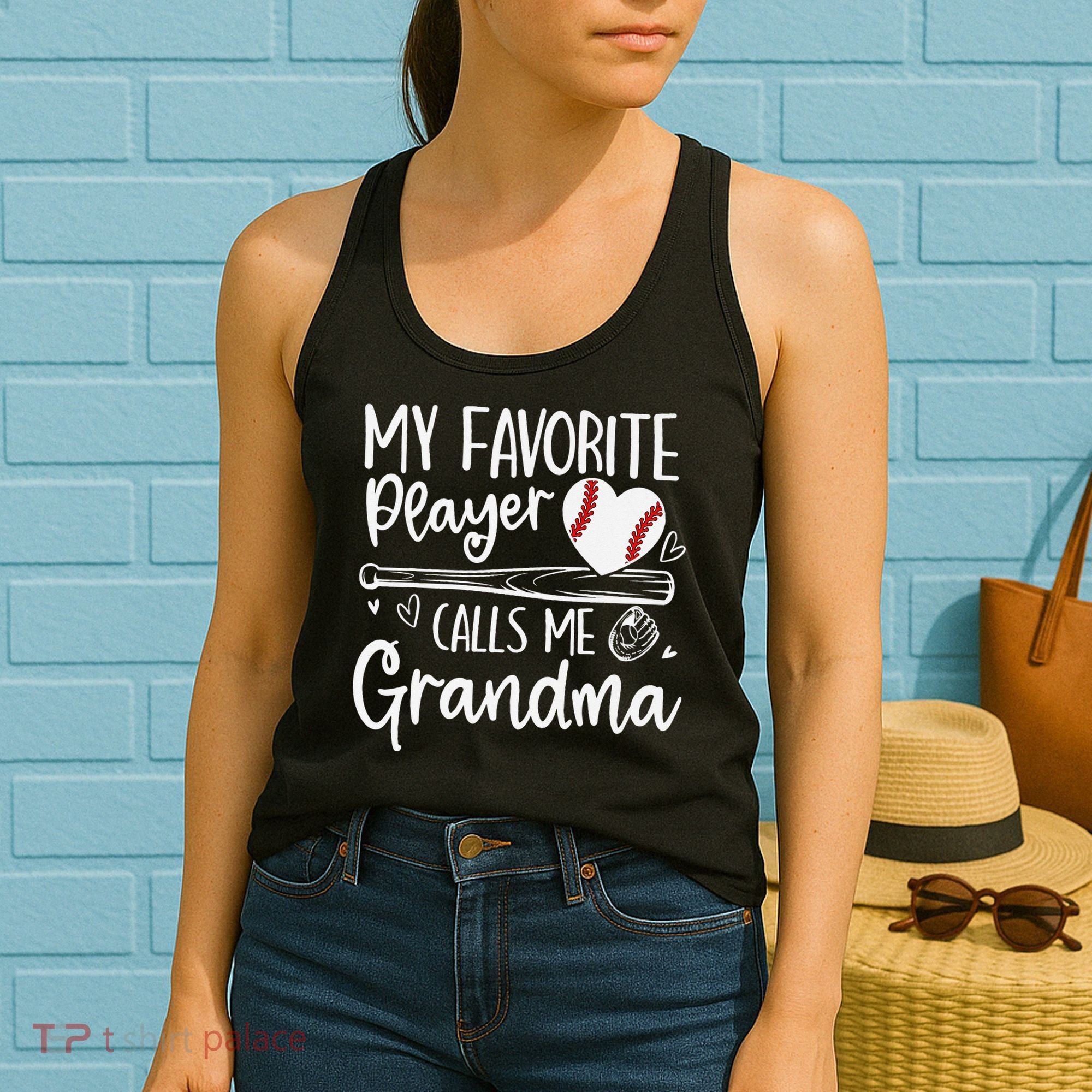 My Favorite Player Calls Me Grandma Baseball Heart Mothers Women's Tank Top