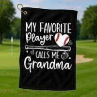 My Favorite Player Calls Me Grandma Baseball Heart Mothers Golf Towel thumb 1