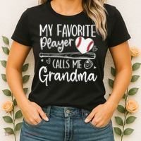 My Favorite Player Calls Me Grandma Baseball Heart Mothers Women's T-Shirt thumb 2
