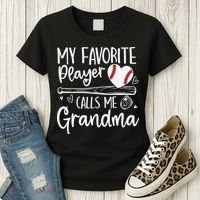 My Favorite Player Calls Me Grandma Baseball Heart Mothers Women's T-Shirt thumb 3