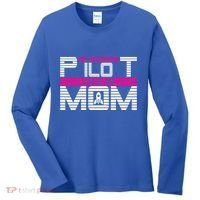 My Favorite Pilot Calls Me Mom To The Mars With Rocket Gift Women's Long Sleeve Shirt thumb 0