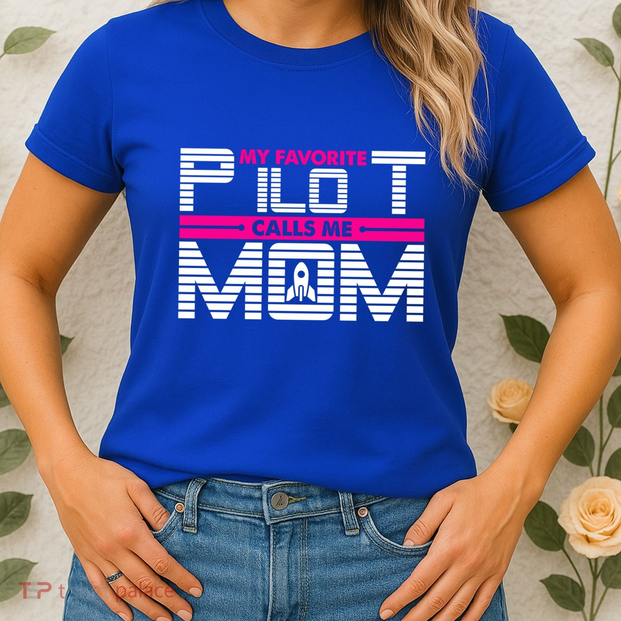 My Favorite Pilot Calls Me Mom To The Mars With Rocket Gift Women's T-Shirt