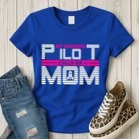 My Favorite Pilot Calls Me Mom To The Mars With Rocket Gift Women's T-Shirt thumb 3