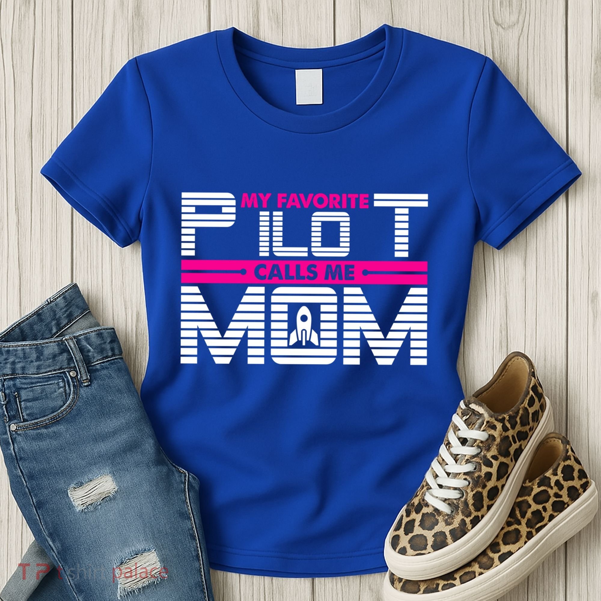 My Favorite Pilot Calls Me Mom To The Mars With Rocket Gift Women's T-Shirt