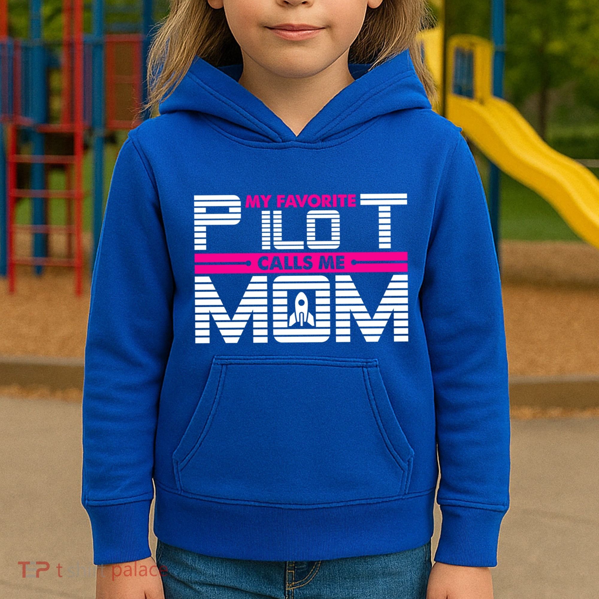 My Favorite Pilot Calls Me Mom To The Mars With Rocket Gift Kids Hoodie