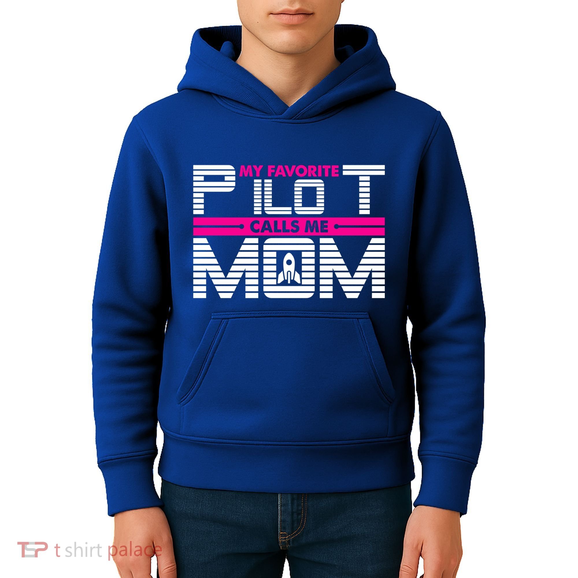 My Favorite Pilot Calls Me Mom To The Mars With Rocket Gift Kids Hoodie