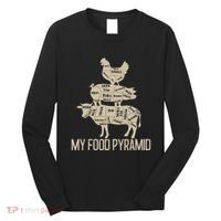My Food Pyramid Funny Bbq Cow Pig Chicken Long Sleeve Shirt thumb 0