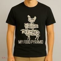 My Food Pyramid Funny Bbq Cow Pig Chicken T-Shirt thumb 3