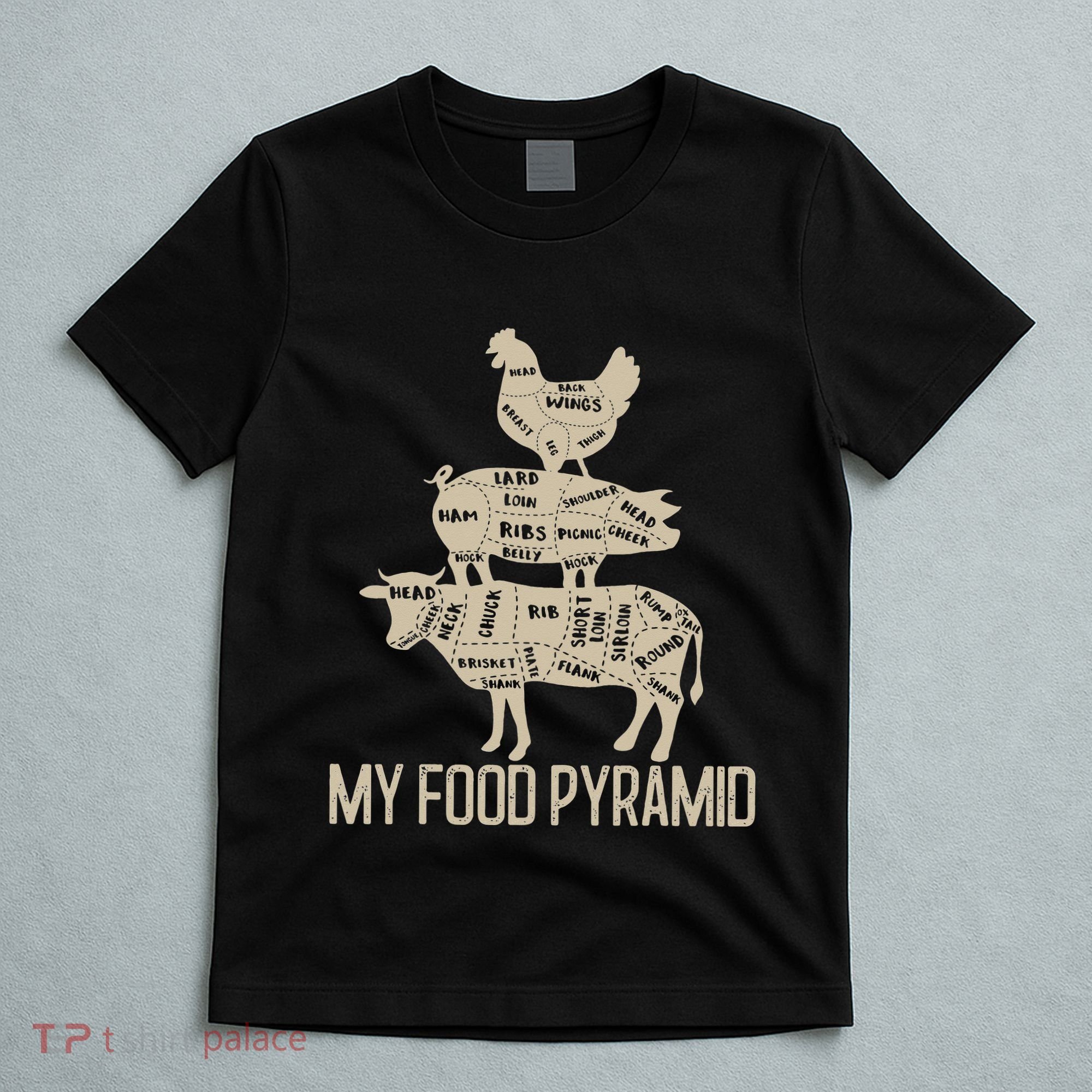 My Food Pyramid Funny Bbq Cow Pig Chicken T-Shirt