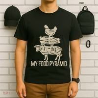 My Food Pyramid Funny Bbq Cow Pig Chicken T-Shirt thumb 6