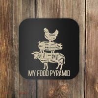 My Food Pyramid Funny Bbq Cow Pig Chicken Coaster thumb 0