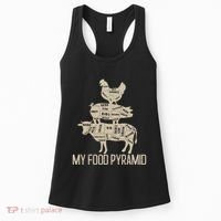 My Food Pyramid Funny Bbq Cow Pig Chicken Women's Tank Top thumb 0