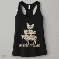 My Food Pyramid Funny Bbq Cow Pig Chicken Women's Tank Top thumb 3