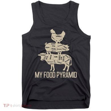 My Food Pyramid Funny Bbq Cow Pig Chicken Tank Top