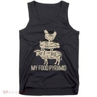My Food Pyramid Funny Bbq Cow Pig Chicken Tank Top thumb 0
