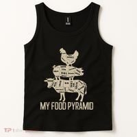 My Food Pyramid Funny Bbq Cow Pig Chicken Tank Top thumb 2