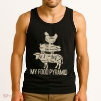 My Food Pyramid Funny Bbq Cow Pig Chicken Tank Top thumb 3
