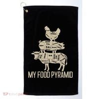 My Food Pyramid Funny Bbq Cow Pig Chicken Golf Towel thumb 0