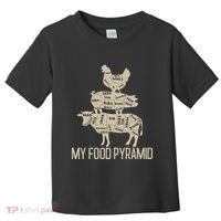 My Food Pyramid Funny Bbq Cow Pig Chicken Toddler T-Shirt thumb 0