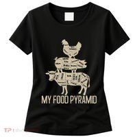 My Food Pyramid Funny Bbq Cow Pig Chicken Women's T-Shirt thumb 0