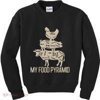 My Food Pyramid Funny Bbq Cow Pig Chicken Kids Sweatshirt thumb 0