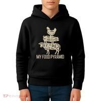 My Food Pyramid Funny Bbq Cow Pig Chicken Kids Hoodie thumb 4
