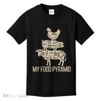 My Food Pyramid Funny Bbq Cow Pig Chicken Kids T-Shirt thumb 0