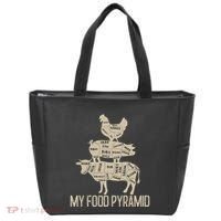 My Food Pyramid Funny Bbq Cow Pig Chicken Tote Bag thumb 0