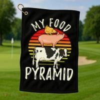 My Food Pyramid Meat Eater Carnivore Diet Food Nutrition Fun Golf Towel thumb 1