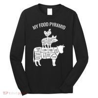 My Food Pyramid Funny Carnivore Cow Pig Chicken Long Sleeve Shirt thumb 0