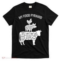 My Food Pyramid Funny Carnivore Cow Pig Chicken T-Shirt thumb 0