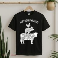 My Food Pyramid Funny Carnivore Cow Pig Chicken T-Shirt thumb 2