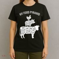 My Food Pyramid Funny Carnivore Cow Pig Chicken T-Shirt thumb 4