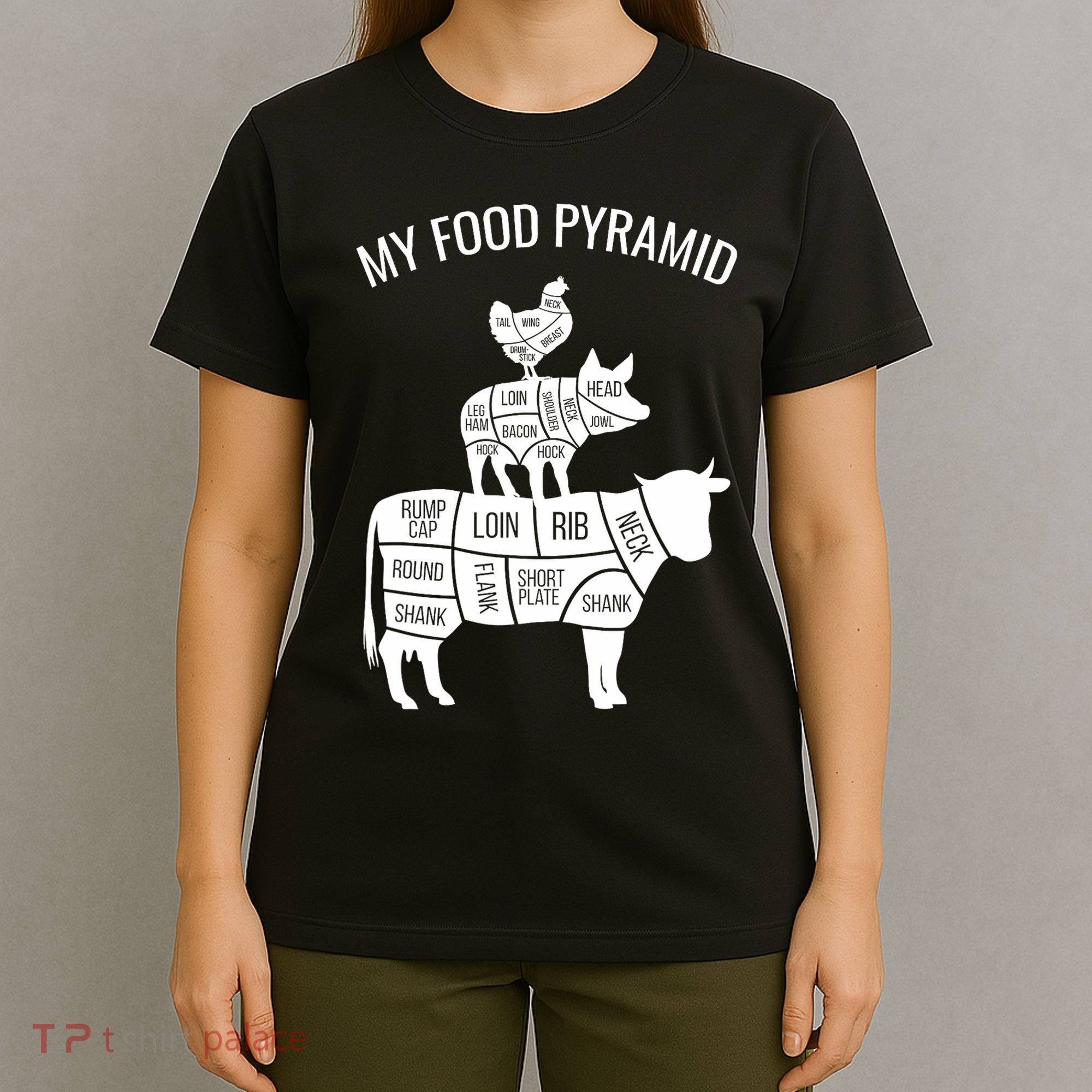 My Food Pyramid Funny Carnivore Cow Pig Chicken T-Shirt