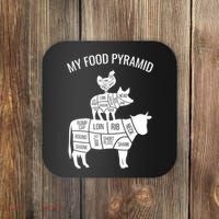My Food Pyramid Funny Carnivore Cow Pig Chicken Coaster thumb 0