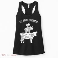 My Food Pyramid Funny Carnivore Cow Pig Chicken Women's Tank Top thumb 0