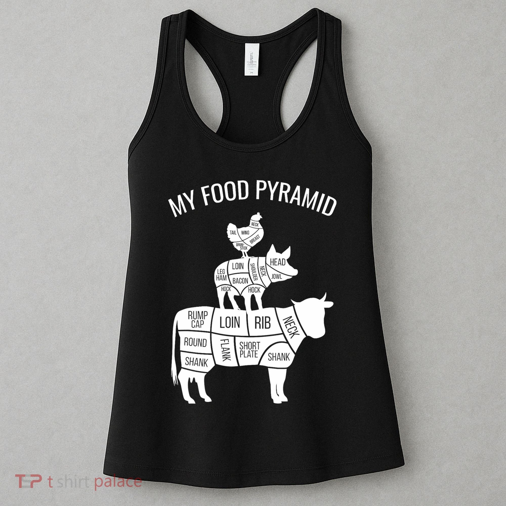 My Food Pyramid Funny Carnivore Cow Pig Chicken Women's Tank Top
