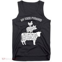 My Food Pyramid Funny Carnivore Cow Pig Chicken Tank Top thumb 0