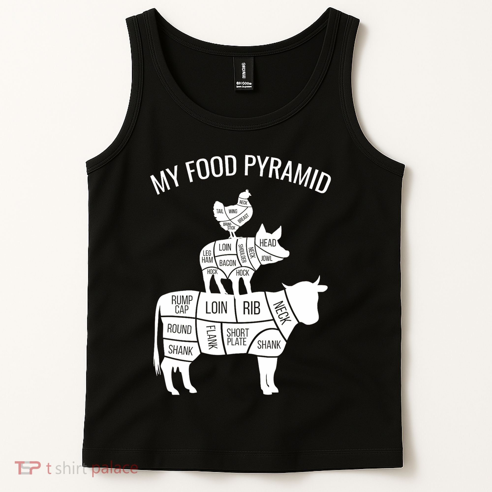 My Food Pyramid Funny Carnivore Cow Pig Chicken Tank Top