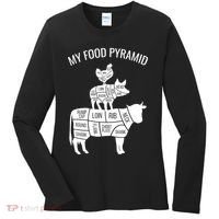 My Food Pyramid Funny Carnivore Cow Pig Chicken Women's Long Sleeve Shirt thumb 0