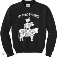 My Food Pyramid Funny Carnivore Cow Pig Chicken Kids Sweatshirt thumb 0