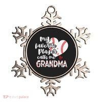 My Favorite Player Calls Me Grandma Funny Baseball Grandma Ornament thumb 0