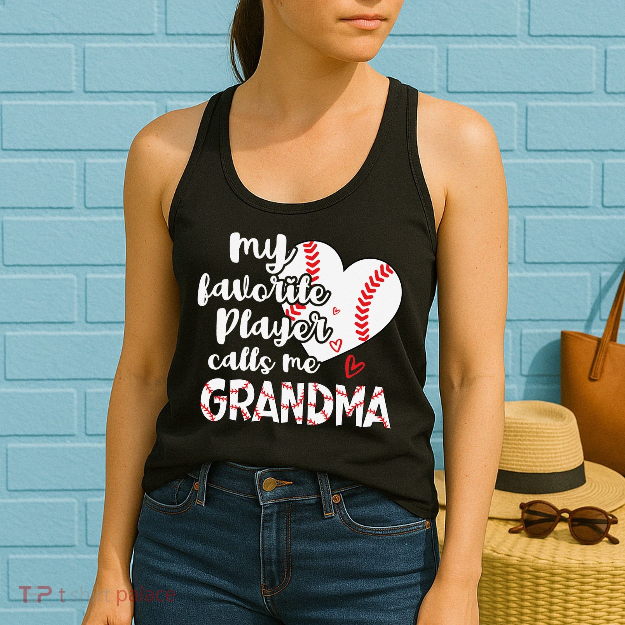 My Favorite Player Calls Me Grandma Funny Baseball Grandma Women's Tank Top