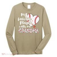 My Favorite Player Calls Me Grandma Funny Baseball Grandma Long Sleeve Shirt thumb 0